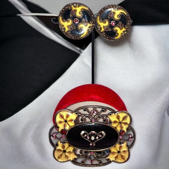 Antique Art Deco Brooch and Clip-On Earrings Matching Set! - Picture 1 of 10